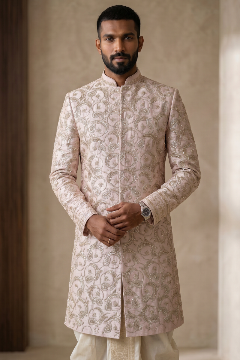 Pink sherwani set