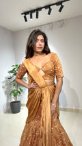 brown lehenga drape saree