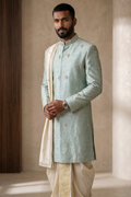 pastel green sherwani set